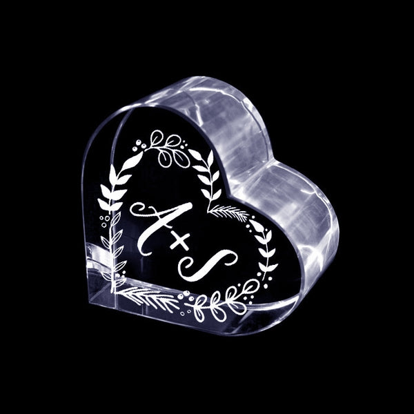 Glasgeschenk Hart - 45x45x30 mm - met gravure naar keuze