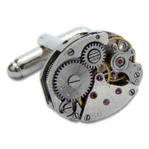 Manchetknopen Horloge Uurwerk Ovaal