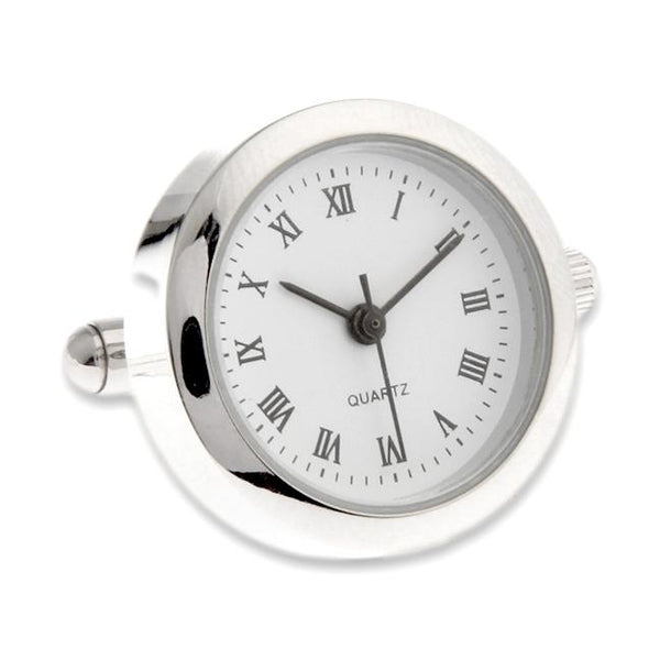 Manchetknopen Horloge Rond Zilverkleurig (Echt werkend)