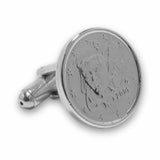 Manchetknopen gemaakt van 1 Eurocent Human Face 2001