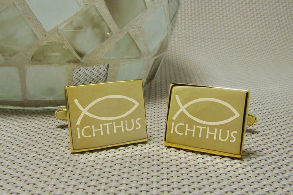 Manchetknopen Ichthus Gegraveerd