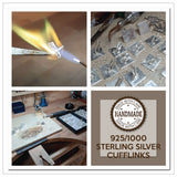 Zilveren Manchetknopen Rechthoek met Logogravure - Sterling Zilver