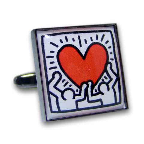 Manchetknopen Keith Haring - Heart - Antraciet Mechaniek