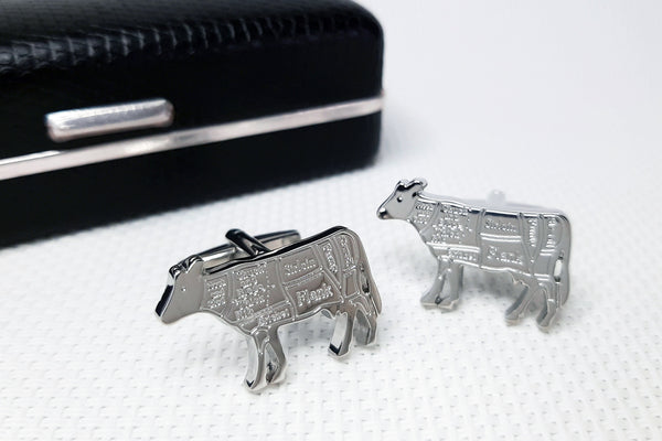 Manchetknopen Koe - Engelse tekst eetbare delen van de koe