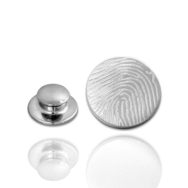 Revers Pin Rond Mat met Vingerafdrukgravure - Zilverkleurig