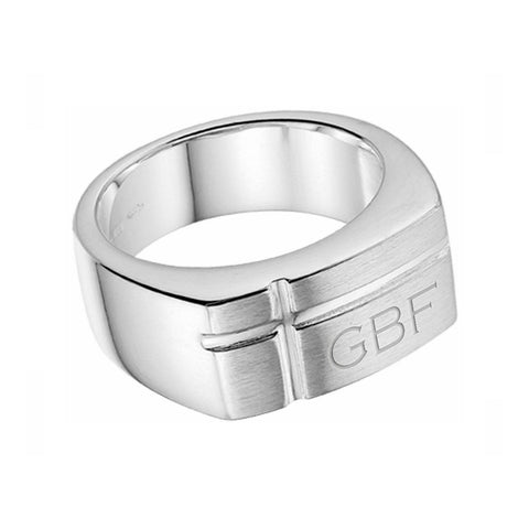 Ring Echt zilver - twee lijnen met Lettergravure