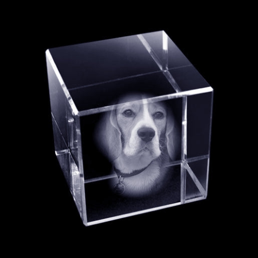 Glasgeschenk Kubus - 60x60x60 mm - met gravure naar keuze