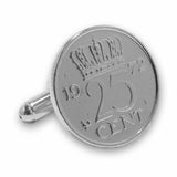 Manchetknopen gemaakt van 25 cent, kwartje 1972