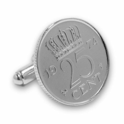 Manchetknopen 25 cent, kwartje 1974