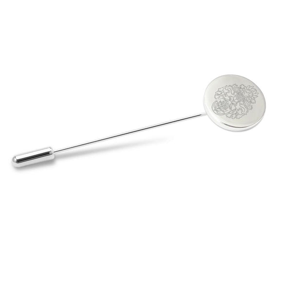 Reversspeld Glans Rond met uw Familiewapen gravure - Zilverkleurig