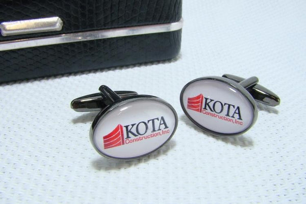 Manchetknopen met uw eigen Logo - Ovaal Antraciet