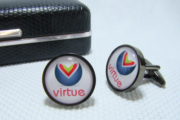 Manchetknopen met uw eigen Logo - Rond Antraciet