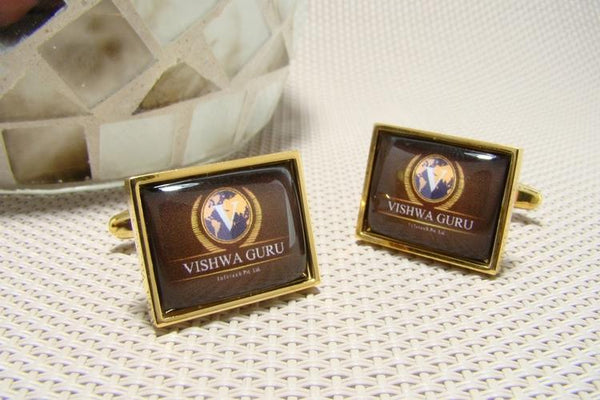 Manchetknopen met uw eigen Logo - Rechthoek Goudkleurig