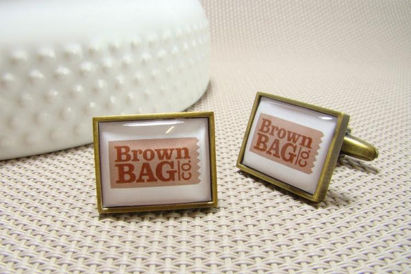 Manchetknopen met uw eigen Logo - Rechthoek donker goudkleurig