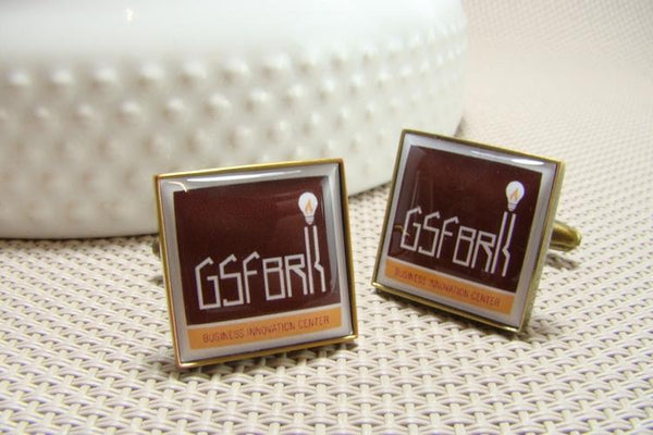 Manchetknopen met uw eigen Logo - Vierkant donker goudkleurig