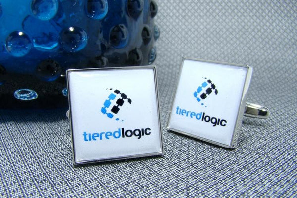 Manchetknopen met uw eigen Logo - Vierkant Zilverkleurig