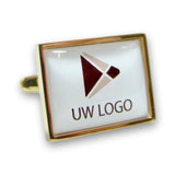 Manchetknopen met uw eigen Logo - Rechthoek Goudkleurig