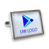 Manchetknopen met uw eigen Logo - Rechthoek Zilverkleurig