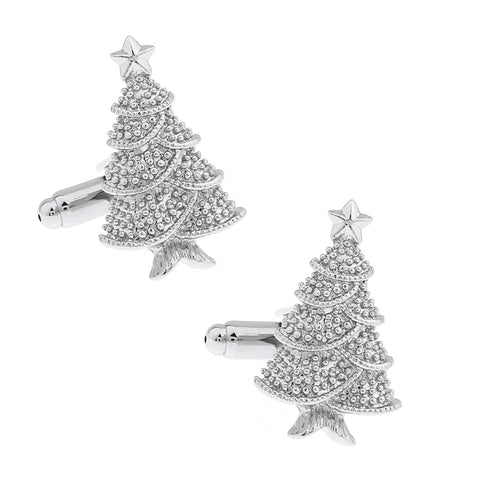 Cadeautip - Manchetknopen Kerstboom Zilverkleurig