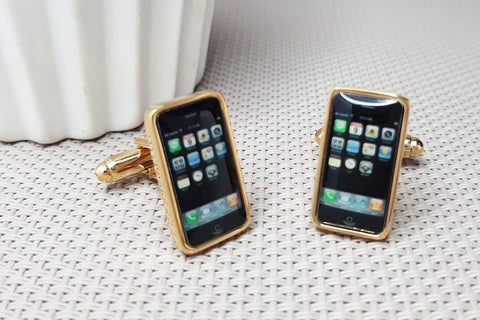 Manchetknopen Smartphone goudkleurig