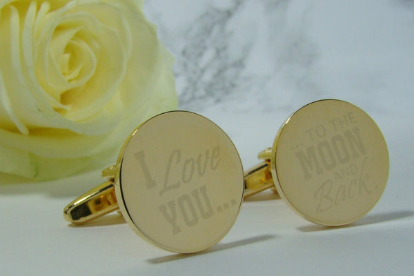 Manchetknopen I Love You To The Moon & Back tekst gravure