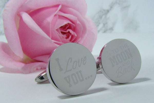 Manchetknopen I Love You To The Moon & Back tekst gravure