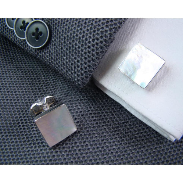 Zilveren Manchetknopen Mother of Pearl vierkant - Sterling Zilver