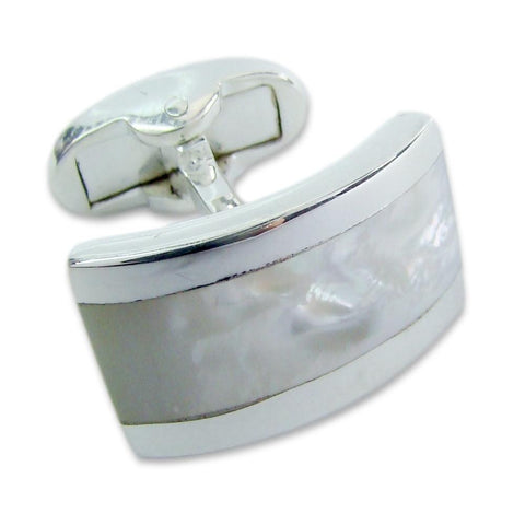 Zilveren manchetknopen Mother of Pearl gebold - Sterling Zilver