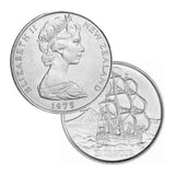 Zilveren Sleutelhanger met 50 Cents Endeavour Nieuw Zeeland
