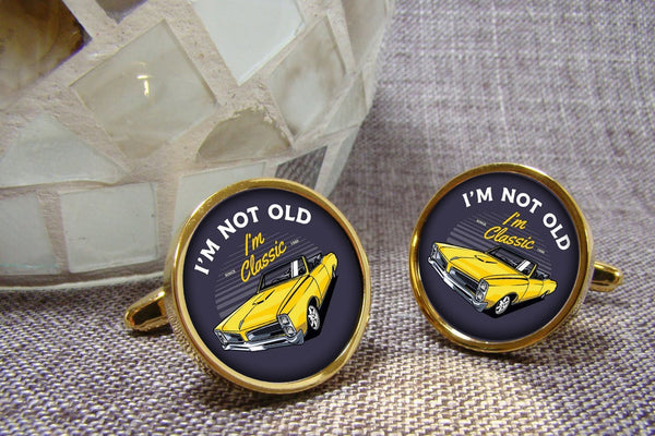 Manchetknopen I'm not old - I'm Classic - Yellow Car