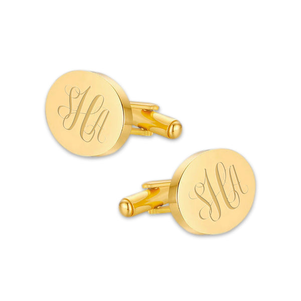 Manchetknopen Ovaal Glans met Monogram gravure - Goudkleurig