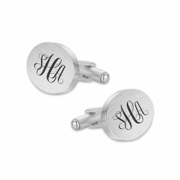 Manchetknopen Ovaal Mat met Monogram gravure - Zilverkleurig