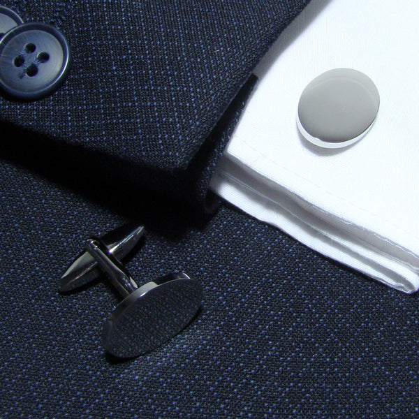 Manchetknopen Ovaal Glans met Logogravure - Zilverkleurig