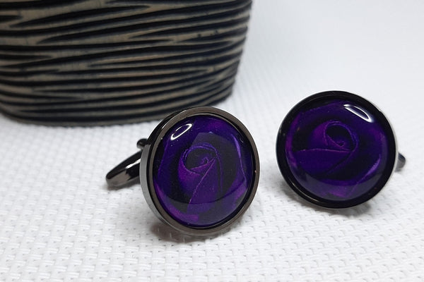 Manchetknopen Paarse Roos
