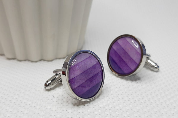 Manchetknopen Paars Gestreept