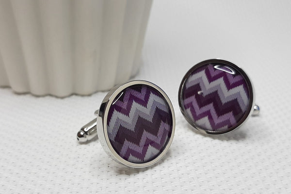 Manchetknopen Paars Visgraatmotief