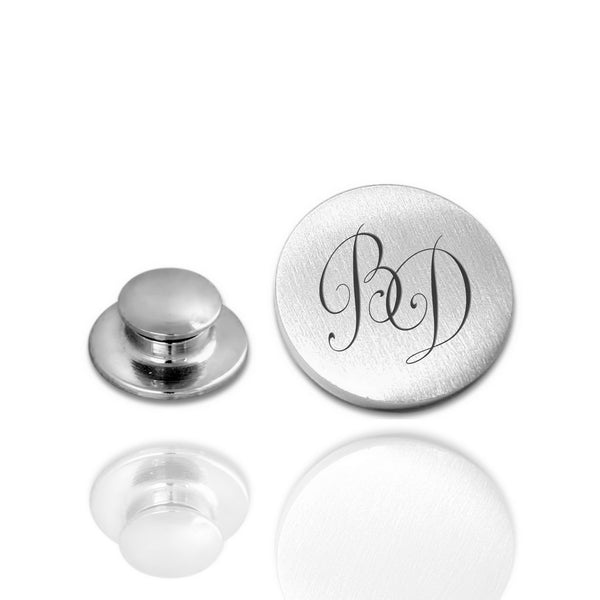 Revers Pin Rond Mat met Lettergravure - Zilverkleurig