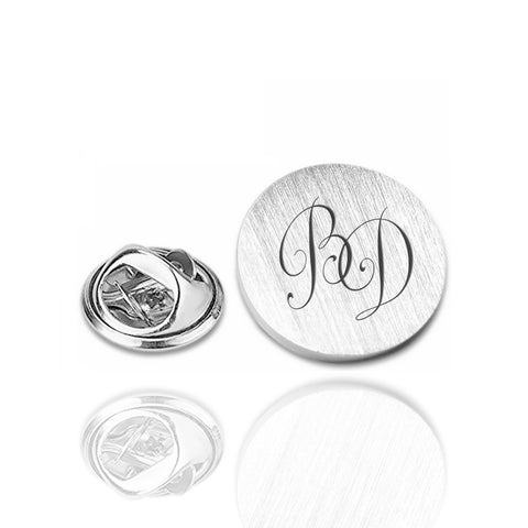 Zilveren Revers Pin Mat Rond met Lettergravure - Echt Zilver