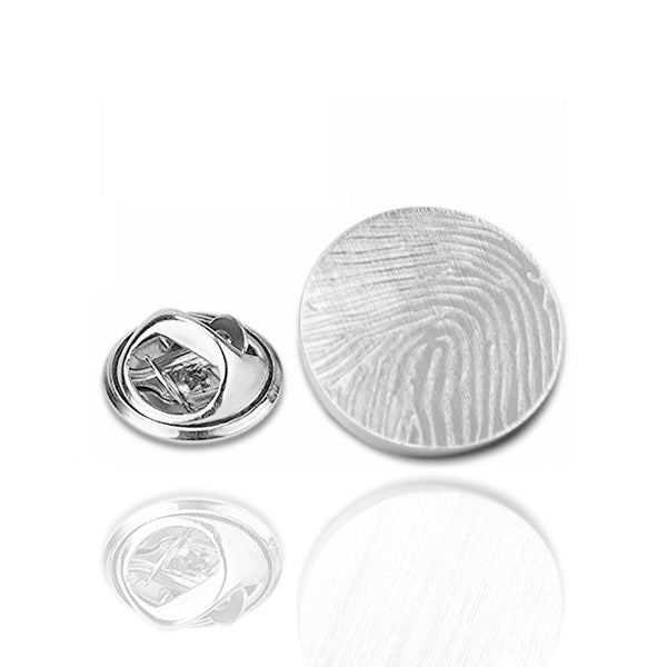 Revers Pin Rond Glans met Vingerafdrukgravure - Zilverkleurig