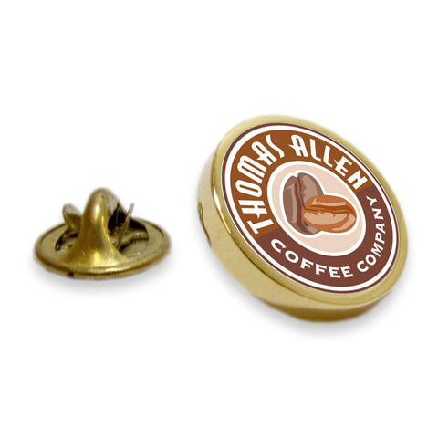Leverbaar vanaf 27-12-2023 - Revers pin met uw eigen logo - Rond Goudkleurig