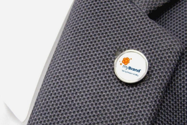 Revers pin met uw eigen logo - Rond Zilverkleurig | Manchetknopen.com