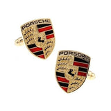 Manchetknopen Porsche logo zwart-rood-goud