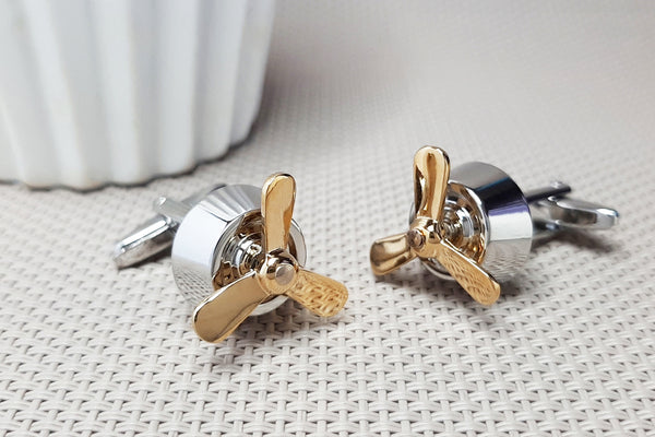 Manchetknopen Propeller Goud (beweegbaar)