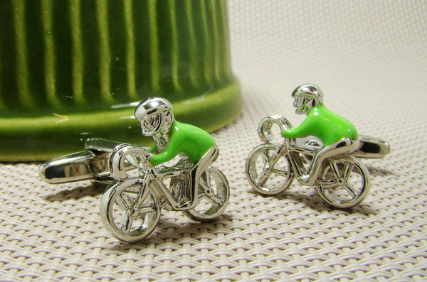 Manchetknopen Racefiets Groene Trui