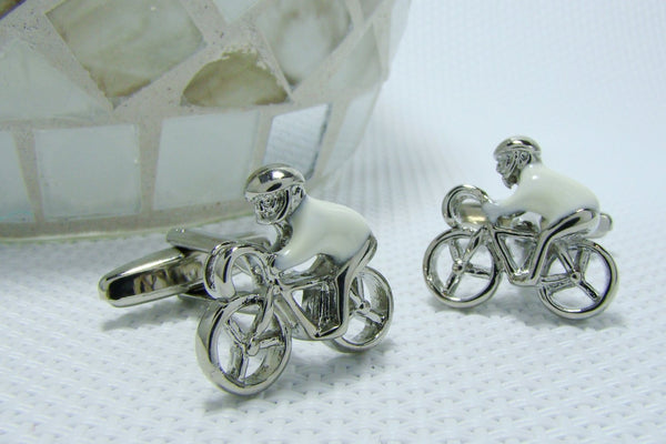 Manchetknopen Racefiets Witte Trui