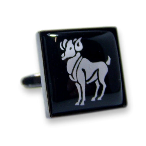 Manchetknoop Sterrenbeeld Ram zwart-wit (PER STUK)