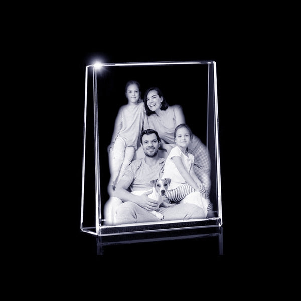 Glasgeschenk Rechthoek verticaal schuin - 60x80x24/12 mm - met gravure naar keuze