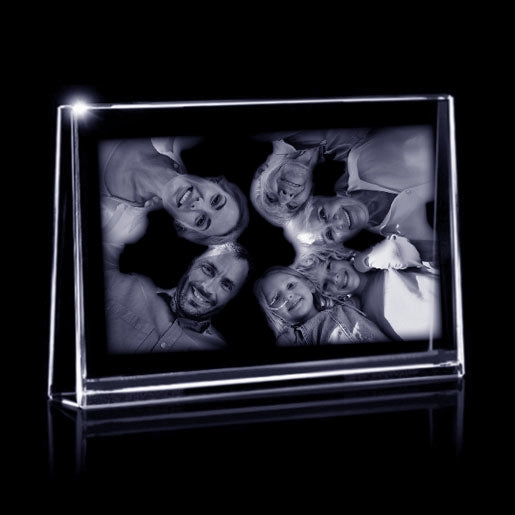 Glasgeschenk Rechthoek horizontaal schuin - 105x80x30/15 mm - met gravure naar keuze