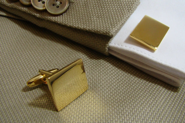 Manchetknopen Classic Rechthoek Goudkleurig Glans