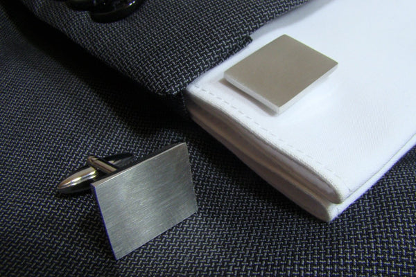 Manchetknopen Rechthoek Mat - Zilverkleurig